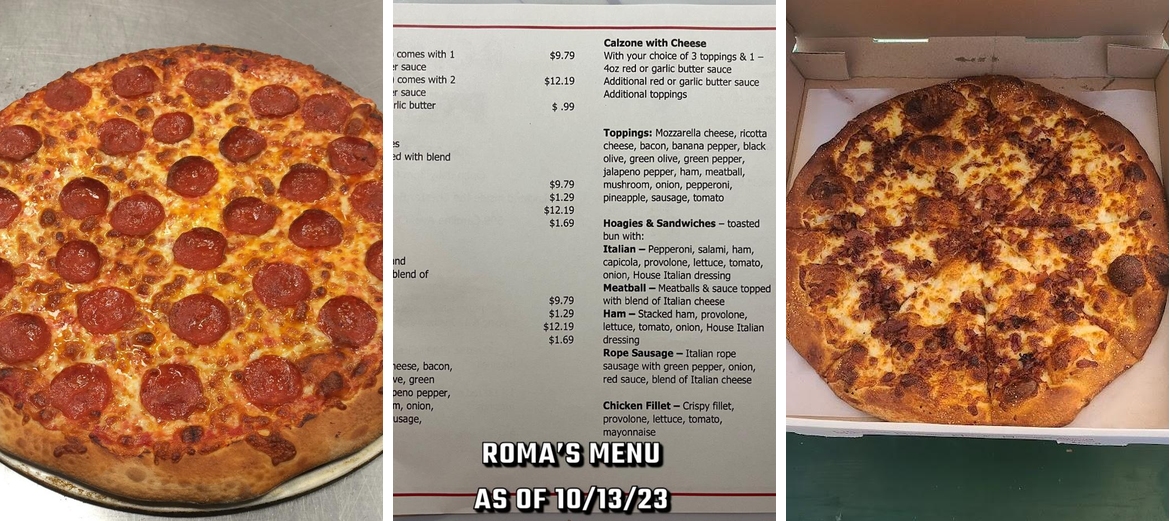 Roma's Pizza Menu